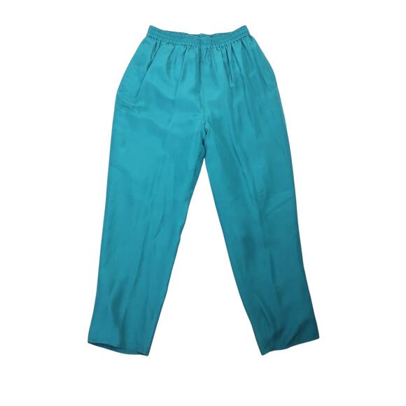 Vintage 90s Chili Pepper Teal Green Ruched Silk Track Suit Set L - Picture 4 of 7